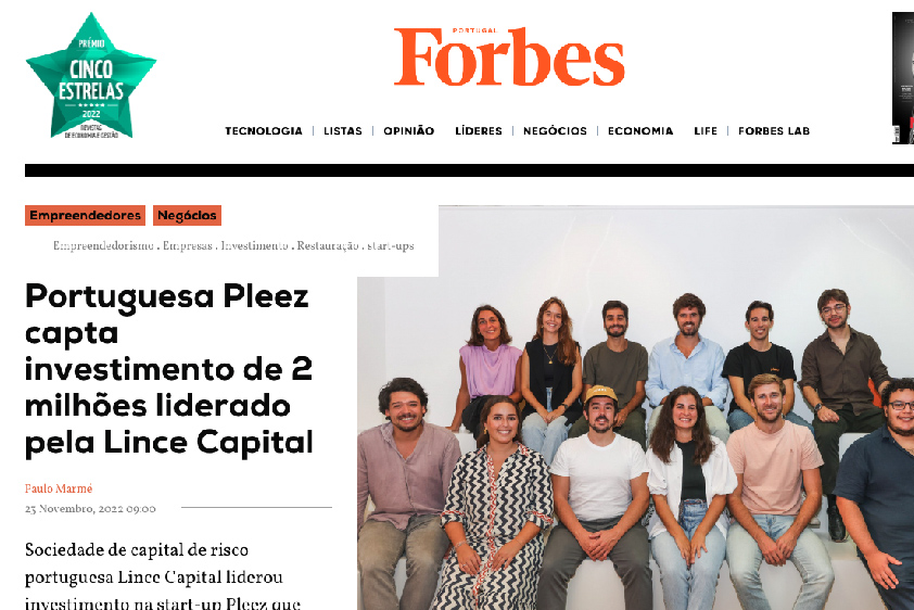 Portuguesa Pleez capta investimento de 2 milhões liderado pela Lince Capital